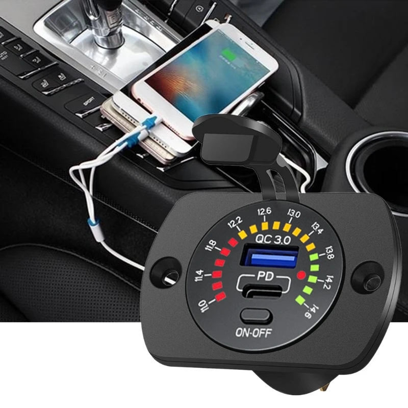 3.0 Dual USB Charger Socket with ON/Off Switch Colorful Voltmeter & Wire Fuse DIY Kit, 12V 36W USB Outlet for Marine
3.0 Dual USB Charger Socket with ON/Off Switch Colorful Voltmeter & Wire Fuse DIY Kit, 12V 36W USB Outlet for Marine