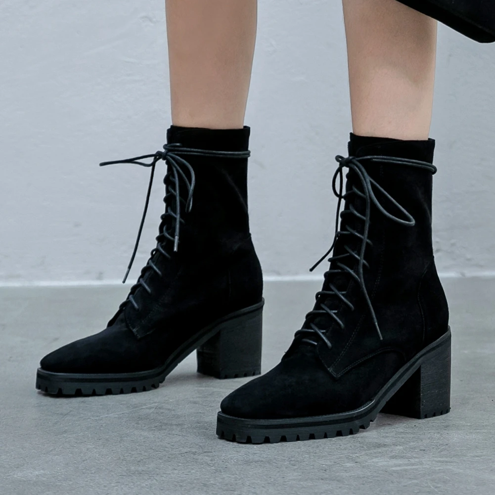 Sarairis 2021 Hot Sale Genuine Leather Comfy Chunky Heels Lace-Up Office Ladies Boots Fashion Luxury Ankle Boots Woman Shoes
Sarairis 2021 Hot Sale Genuine Leather Comfy Chunky Heels Lace-Up Office Ladies Boots Fashion Luxury Ankle Boots Woman Shoes