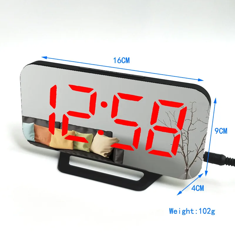 Креативный зеркальный будильник многофункциональные светодиодные часы для