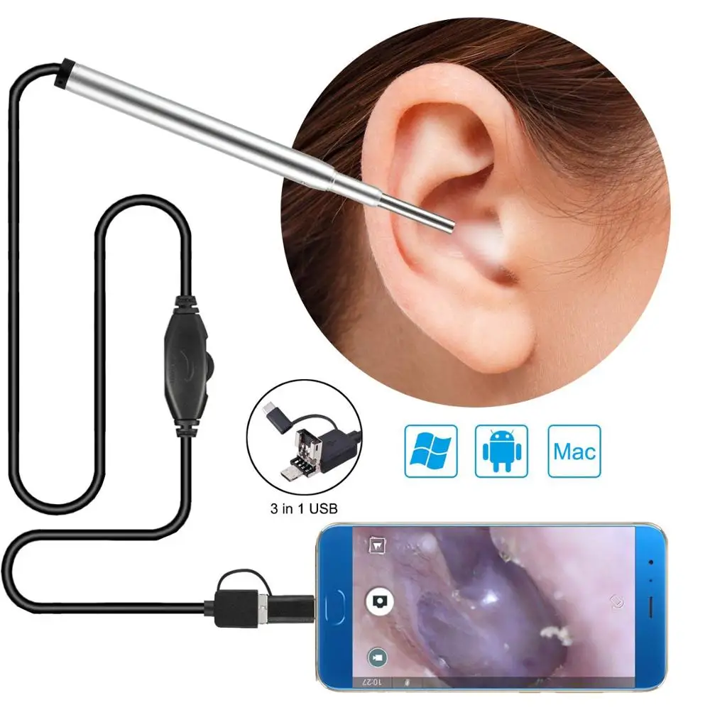 3 in 1ear endoscope camera 3.9mm Medical Endoscope Camera Ear Nasal Endoscope usb otoscope
3 in 1ear endoscope camera 3.9mm Medical Endoscope Camera Ear Nasal Endoscope usb otoscope