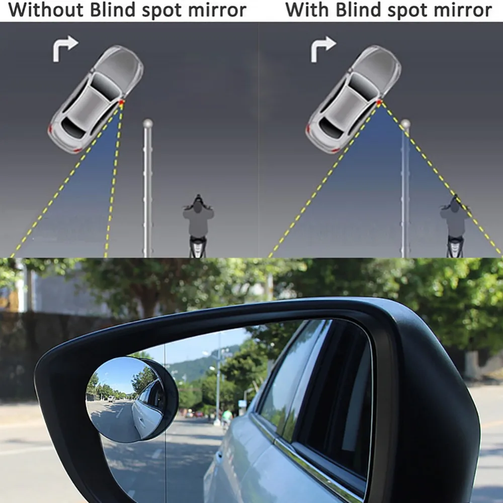 

1Pcs 2inch ABS Material Round Car Blind Spot RearView Mirrors Rearview Wide Angle Round Convex Mirror #275886