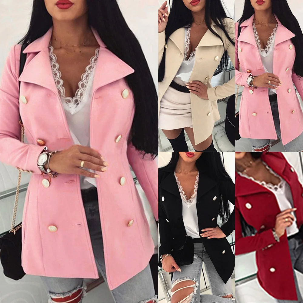 Women Chic Office Lady Double Breasted Blazer Vintage Coat Vintage Long Sleeve Pockets Female Outerwear Chic Tops Office Wear
Women Chic Office Lady Double Breasted Blazer Vintage Coat Vintage Long Sleeve Pockets Female Outerwear Chic Tops Office Wear