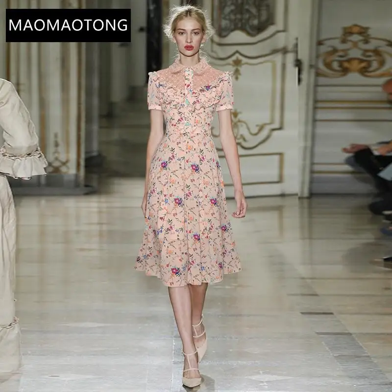 Fashion Runway Dress Summer Women's Dress Sequins Mesh Turn-down Collar Short Sleeve Ruffles Floral-Print Dresses
Fashion Runway Dress Summer Women's Dress Sequins Mesh Turn-down Collar Short Sleeve Ruffles Floral-Print Dresses