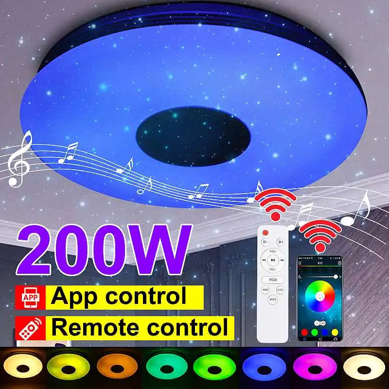 200W RGB Dimmable Music Ceiling Lamp Remote & APP Control Ceiling Lights AC 85-265V for Home bluetooth Speaker Lighting Fixture
200W RGB Dimmable Music Ceiling Lamp Remote & APP Control Ceiling Lights AC 85-265V for Home bluetooth Speaker Lighting Fixture
