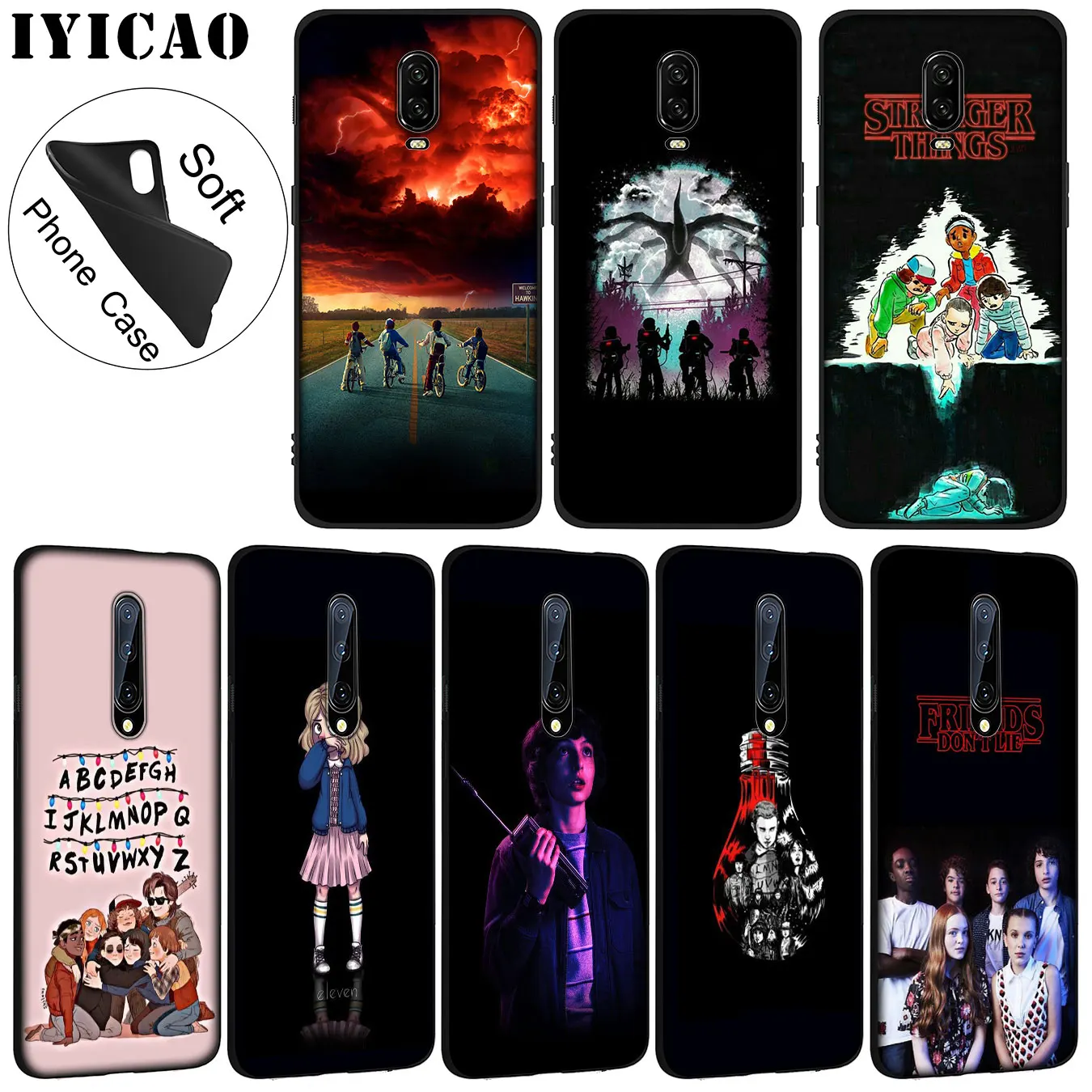 IYICAO Stranger Things tv Soft Silicone Phone Case for Oneplus 7T 7 Pro 6 6T 5 5T TPU Black Cover One Plus |