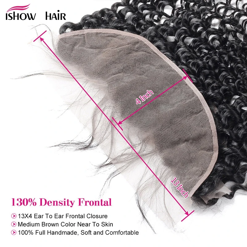 Ishow предварительно окрашенные перуанские пучки человеческих волос с кружевной