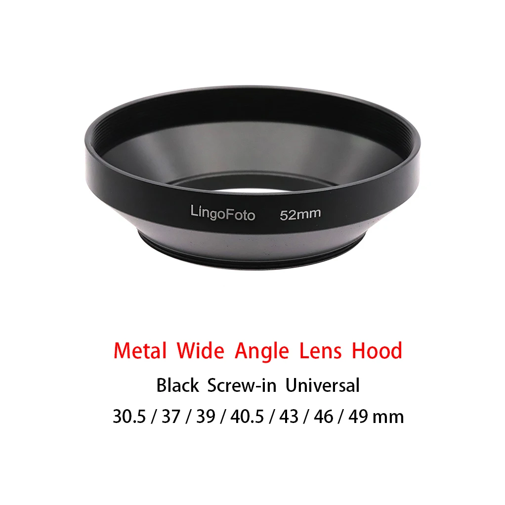Metal Wide Angle Lens Hood Universal Screw-in Black 30.5/37/39/40.5/43/46/49 mm camera photography accessory
Metal Wide Angle Lens Hood Universal Screw-in Black 30.5/37/39/40.5/43/46/49 mm camera photography accessory