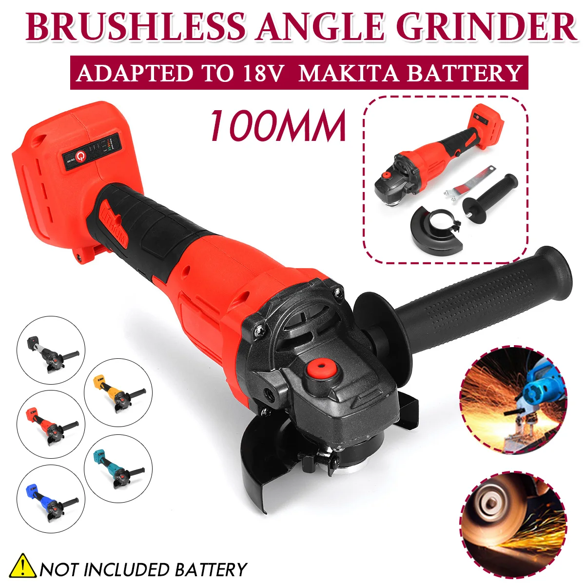 18V 100mm Brushless Cordless Impact Angle Grinder DIY Power Tools Electric Polishing Grinding Machine For Makita Without Battery
18V 100mm Brushless Cordless Impact Angle Grinder DIY Power Tools Electric Polishing Grinding Machine For Makita Without Battery