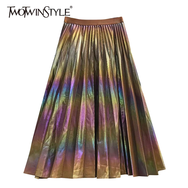 TWOTWINSTYLE винтажные золотые гофрированные длинные юбки корейская мода повседневная трапециевидная миди юбка с высокой талией для женщин 2021 о...
TWOTWINSTYLE винтажные золотые гофрированные длинные юбки корейская мода повседневная трапециевидная миди юбка с высокой талией для женщин 2021 о...