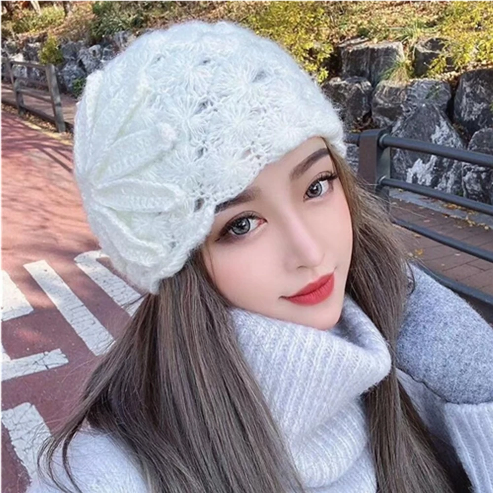 Knitted hat girls beret hat handmade beanie hat woolen hat retro flower mohair toe cap outdoor walking warm cap
Knitted hat girls beret hat handmade beanie hat woolen hat retro flower mohair toe cap outdoor walking warm cap
