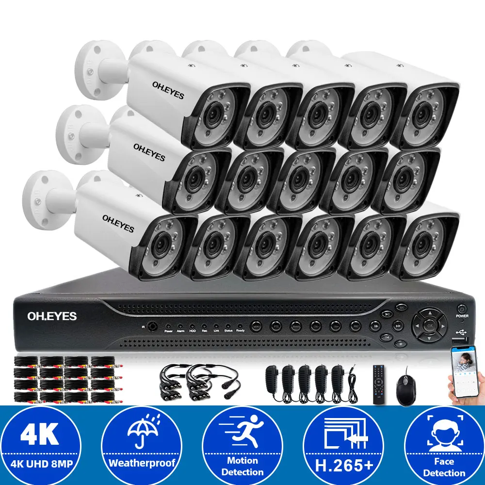Face Detection CCTV DVR Home Security Camera System Kit 16CH 4K DVR Kit IR Night Vision AHD Camera Video Surveillance System Set
Face Detection CCTV DVR Home Security Camera System Kit 16CH 4K DVR Kit IR Night Vision AHD Camera Video Surveillance System Set