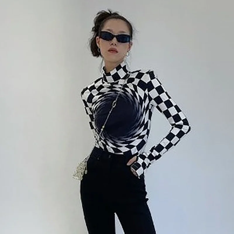 Zoctuo Plaid Whirlpool Turtleneck T-Shirts Women Basic Checkerboard Fall 2021 Cute Black Hole Printed Crop Tops Tees Woman Cloth
Zoctuo Plaid Whirlpool Turtleneck T-Shirts Women Basic Checkerboard Fall 2021 Cute Black Hole Printed Crop Tops Tees Woman Cloth