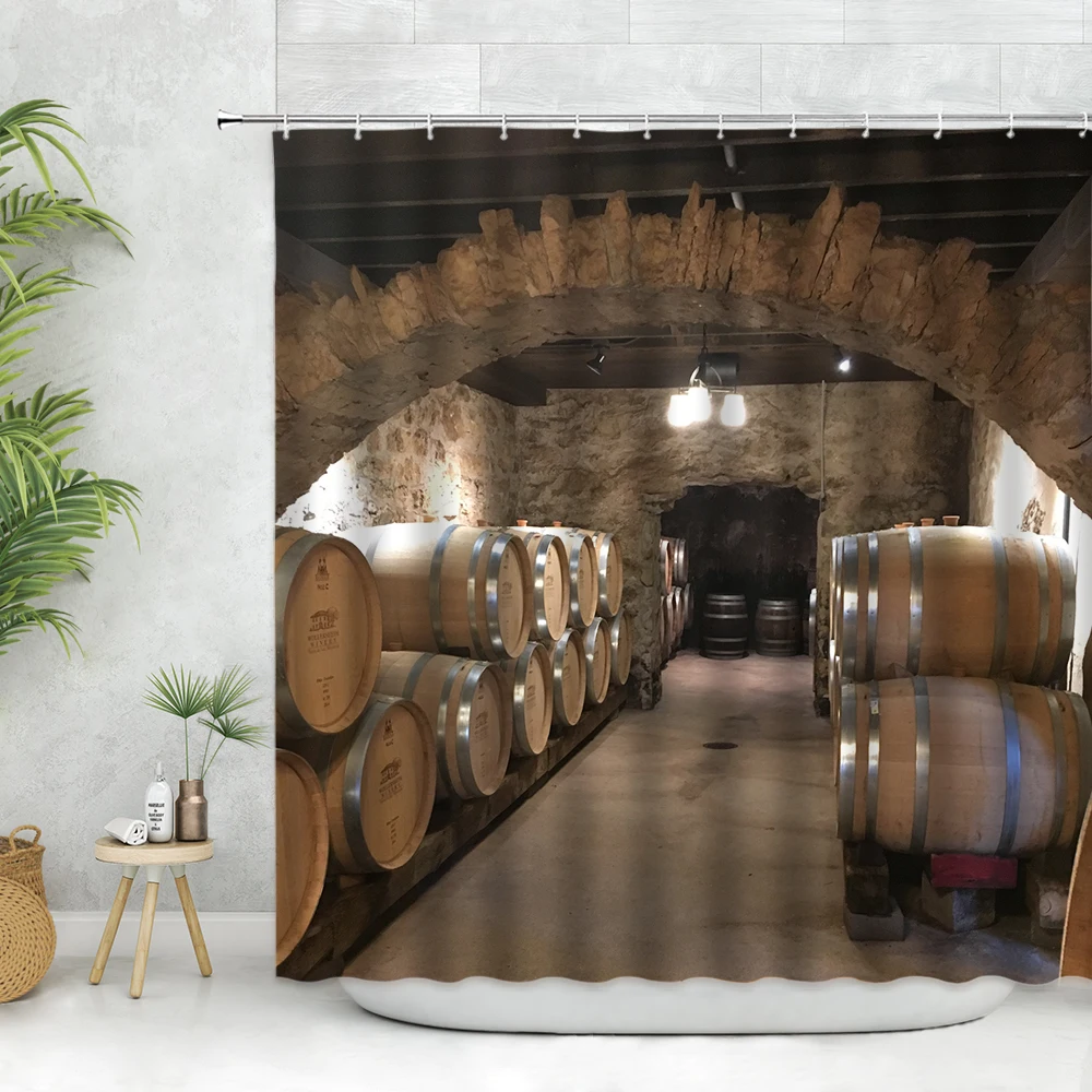 Retro Old Wine Cellar Shower Curtain Stone Wall Wood Wine Barrel Oak Barrel Curtains Polyester Fabric Bathroom Decor Set Hooks
Retro Old Wine Cellar Shower Curtain Stone Wall Wood Wine Barrel Oak Barrel Curtains Polyester Fabric Bathroom Decor Set Hooks