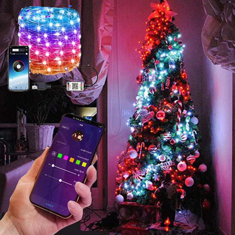 USB LED String Light For Christmas Tree Decor Smart Bluetooth xmas String Lights App Remote Control Light Christmas decoration
USB LED String Light For Christmas Tree Decor Smart Bluetooth xmas String Lights App Remote Control Light Christmas decoration