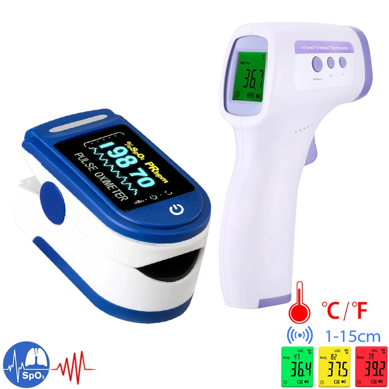 Пульсоксиметр SPO2 PR бесконтактный прибор для измерения температуры крови и