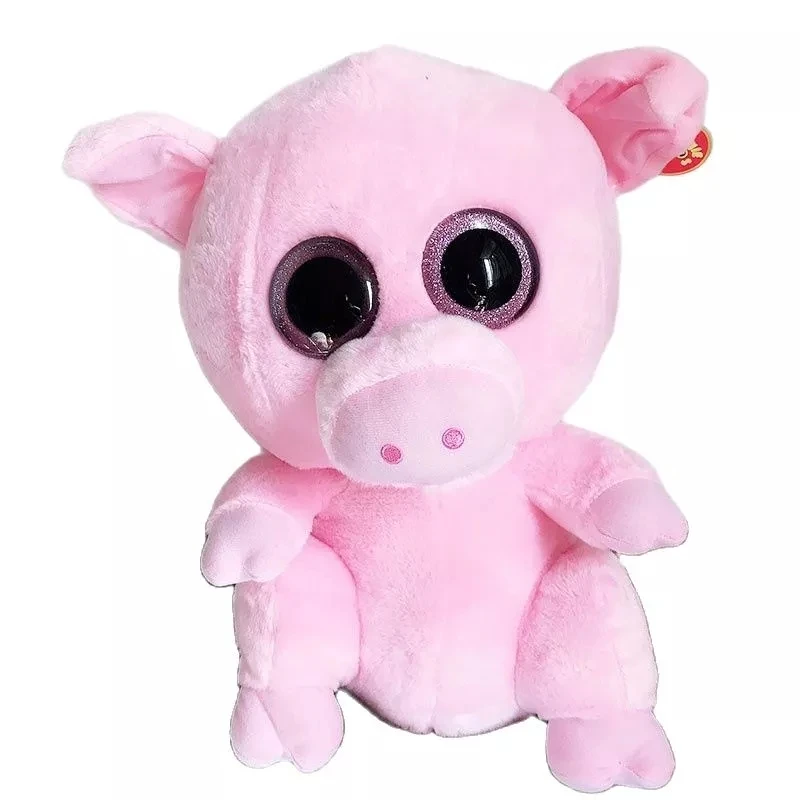 

Ty Beanie Boos Big Eyes Stuffed Peas Soft Plush Animal Pink pig Doll Collection Boys Girls Child Christmas Birthday Gift 15CM