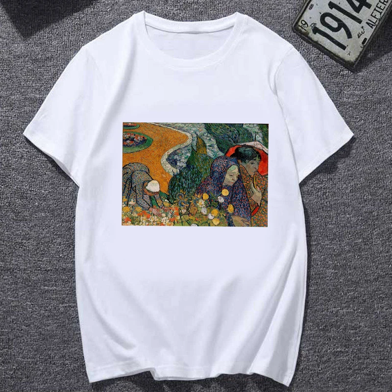 Women Summer Van Gogh Painting Vintage Fashion Aesthetic White T-Shirt Casual hot selling Short Sleeves t-shirt
Women Summer Van Gogh Painting Vintage Fashion Aesthetic White T-Shirt Casual hot selling Short Sleeves t-shirt