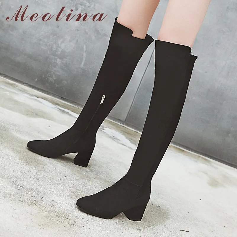 Meotina Winter Over The Knee Boots Women Zipper Thick High Heel Long Boots Flock Square Toe Shoes Ladies Autumn Plus Size 33-43
Meotina Winter Over The Knee Boots Women Zipper Thick High Heel Long Boots Flock Square Toe Shoes Ladies Autumn Plus Size 33-43