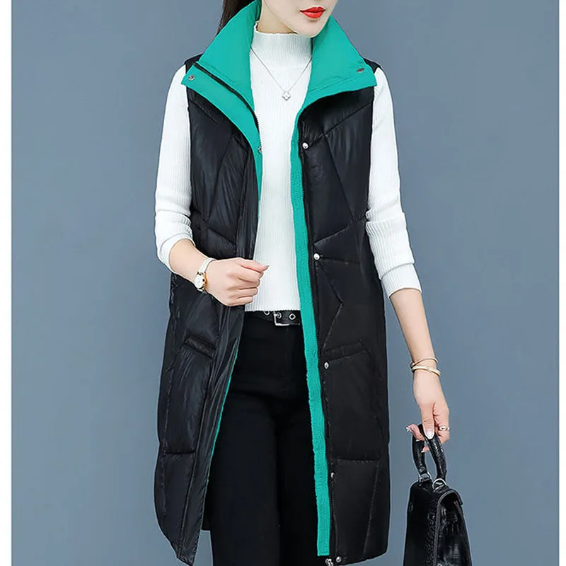 Autumn Winter Korean Style Waistcoat Outwear Womens Mid-Length Down Cotton Sleeveless Parka Ladies Stand Collar Vest Jacket 2021
Autumn Winter Korean Style Waistcoat Outwear Womens Mid-Length Down Cotton Sleeveless Parka Ladies Stand Collar Vest Jacket 2021