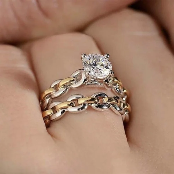 2pcs Fashion Two Color Stones Chain Ring Set For Women 2021 Trend Punk Link Twisted Geometric Engagement Jewelry Gifts
2pcs Fashion Two Color Stones Chain Ring Set For Women 2021 Trend Punk Link Twisted Geometric Engagement Jewelry Gifts