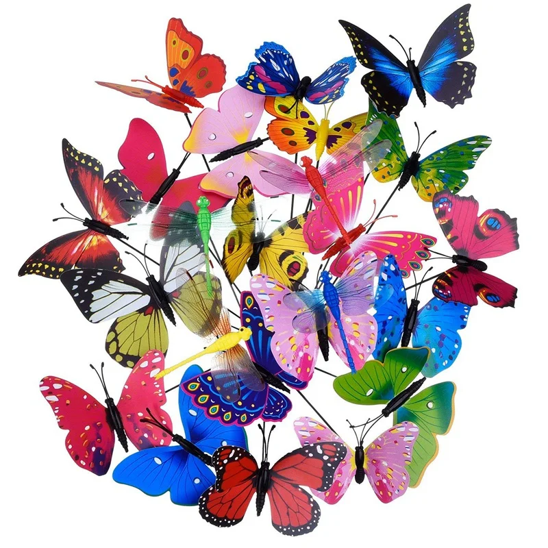 SHGO HOT-20 Pieces Garden Butterflies Stakes And 4 Pieces Dragonflies Stakes Garden Ornaments For Yard Patio Party Decorations, 
SHGO HOT-20 Pieces Garden Butterflies Stakes And 4 Pieces Dragonflies Stakes Garden Ornaments For Yard Patio Party Decorations,