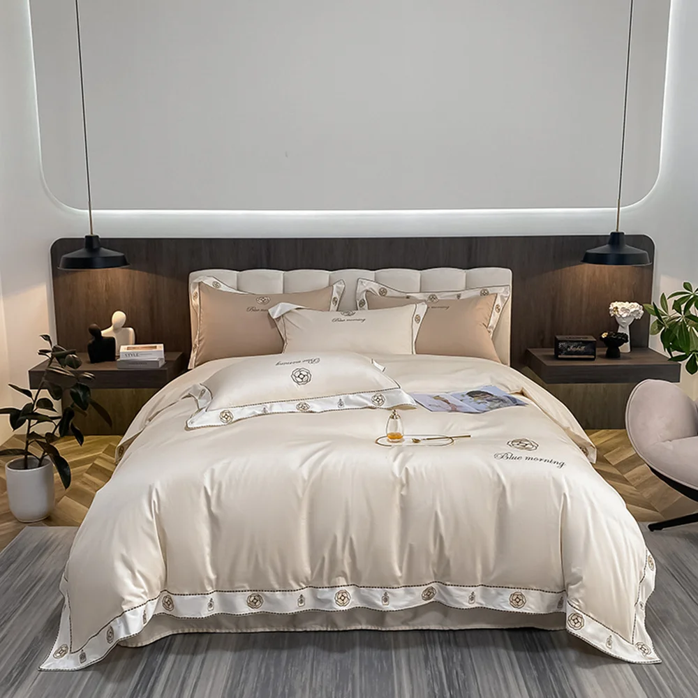 2022 Luxury Cotton 500TC Simplicity Bedding Set Embroidery Duvet Cover Flat Sheet Pillowcases Queen King Size 4Pcs
2022 Luxury Cotton 500TC Simplicity Bedding Set Embroidery Duvet Cover Flat Sheet Pillowcases Queen King Size 4Pcs