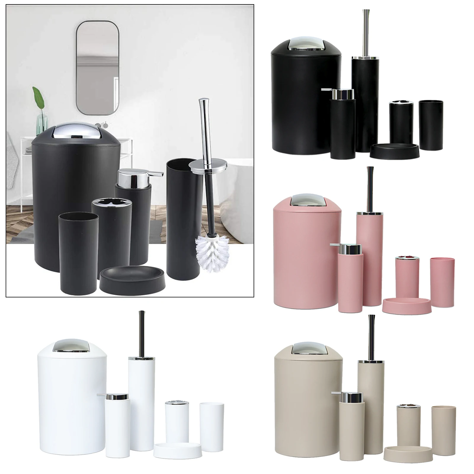 6Pcs Bathroom Accessories Necessities Kit to Keep Your Bathroom Clean and Tidy Decoration Shower Curtain Rugs Toothbrush Holder
6Pcs Bathroom Accessories Necessities Kit to Keep Your Bathroom Clean and Tidy Decoration Shower Curtain Rugs Toothbrush Holder