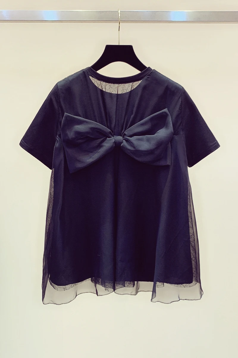 Elegant Mesh Stitching Back Bow Cotton T-shirt for Women 2021 Summer Korean Style Loose Short Sleeve TShirt Female Kawaii Tops
Elegant Mesh Stitching Back Bow Cotton T-shirt for Women 2021 Summer Korean Style Loose Short Sleeve TShirt Female Kawaii Tops