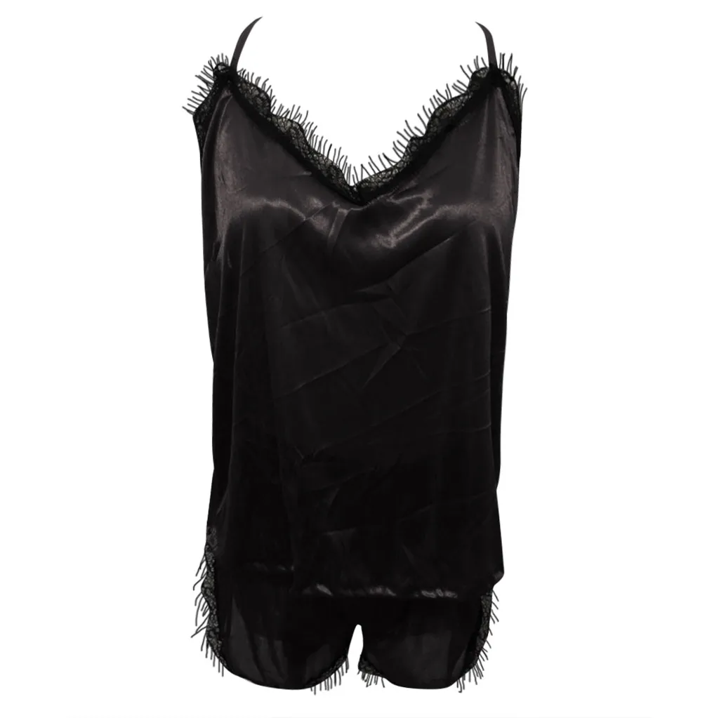 Sexy lingerie pajamas for women kigurumi home clothes nightie Sleeveless Strap Nightwear Lace Trim Satin Cami Top Pajama Sets h5
Sexy lingerie pajamas for women kigurumi home clothes nightie Sleeveless Strap Nightwear Lace Trim Satin Cami Top Pajama Sets h5