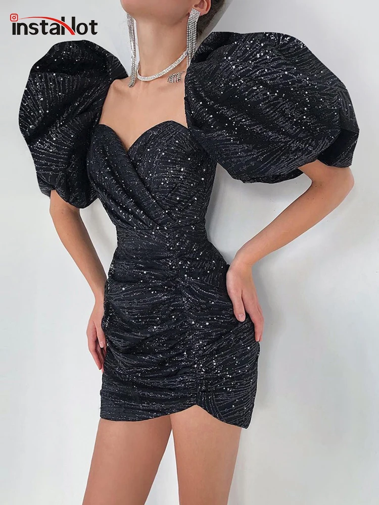 InstaHot Sequins Black Women Mini Dress Puff Sleeve Pleated Summer Lace Up Sexy Party Evening Gala Elegant Female Clothing 2022
InstaHot Sequins Black Women Mini Dress Puff Sleeve Pleated Summer Lace Up Sexy Party Evening Gala Elegant Female Clothing 2022