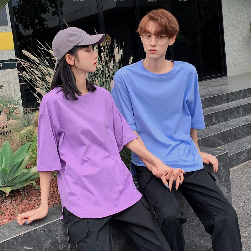 Summer leisure class open fork round collar short sleeve cotton clothing T-shirt straight type
Summer leisure class open fork round collar short sleeve cotton clothing T-shirt straight type