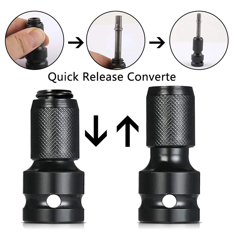 4 Pcs Impact Adaptor 1/2 Square Drive to 1/4 Hex Shank Socket Adapter Quick Release Chuck Converter for Ratchet Wrench
4 Pcs Impact Adaptor 1/2 Square Drive to 1/4 Hex Shank Socket Adapter Quick Release Chuck Converter for Ratchet Wrench