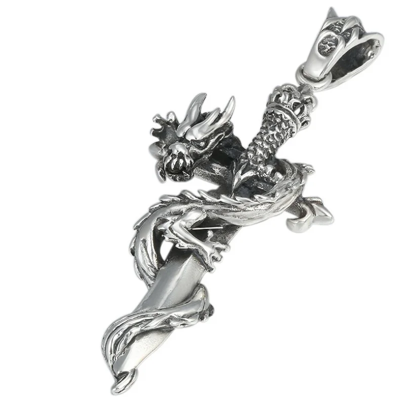 Real Silver Dragon Sword Pendant Men 925 Sterling Silver Pendant Chinese Style Fashion Jewelry Gift Free Shipping Chain Necklace
Real Silver Dragon Sword Pendant Men 925 Sterling Silver Pendant Chinese Style Fashion Jewelry Gift Free Shipping Chain Necklace