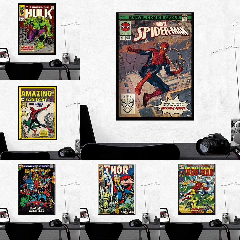 Retro Marvel Avengers Poster Superhero Spiderman Comic Book Cover Print Canvas Painting Hulk Wall Art Picture Room Home Decor
Retro Marvel Avengers Poster Superhero Spiderman Comic Book Cover Print Canvas Painting Hulk Wall Art Picture Room Home Decor