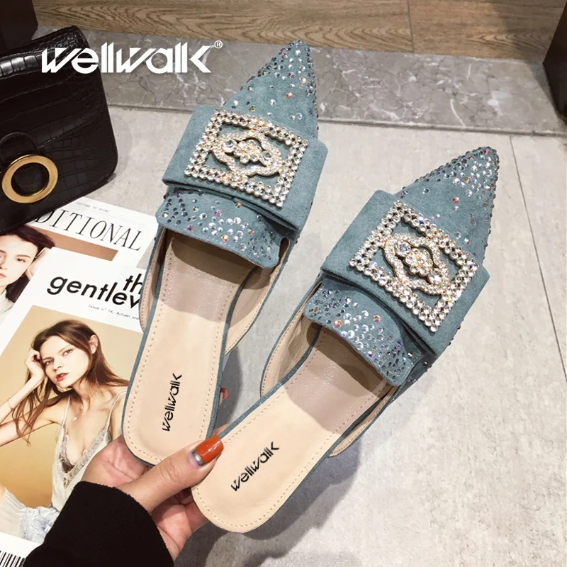 Шлепанцы женские на плоской подошве, заостренный носок, пряжка, сланцы, стразы, модные смешные тапки, цветные 
Шлепанцы женские на плоской подошве, заостренный носок, пряжка, сланцы, стразы, модные смешные тапки, цветные