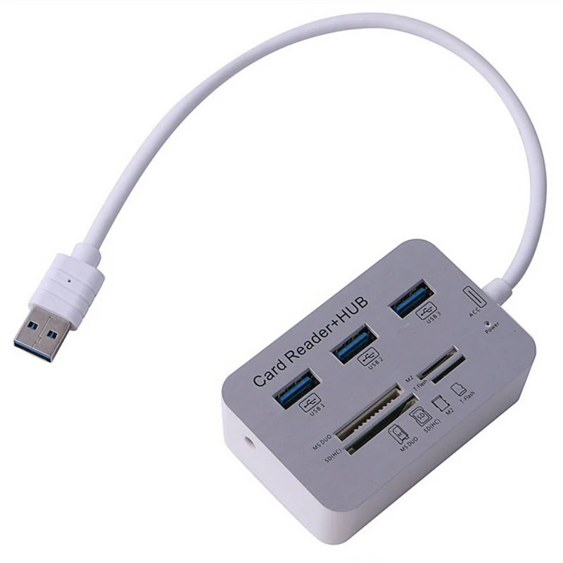 USB3.0 Card Reader and 3 Ports USB Hub, High Speed External Memory Card Reader for MS/M2/SD/TF/Micro-SD Card
USB3.0 Card Reader and 3 Ports USB Hub, High Speed External Memory Card Reader for MS/M2/SD/TF/Micro-SD Card
