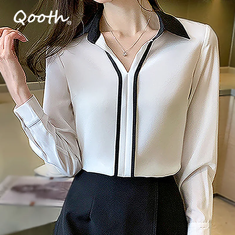 Qooth Long Sleeve Stand Collar Blouse Women Blusas Mujer De Moda 2021 Chiffon Slim Shirt Tops Female Blusa Women Blouses QT1341
Qooth Long Sleeve Stand Collar Blouse Women Blusas Mujer De Moda 2021 Chiffon Slim Shirt Tops Female Blusa Women Blouses QT1341