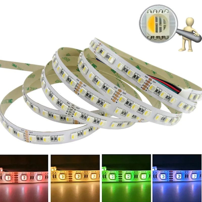 

5050 SMD 4 Colors IN 1 LED Chip LED Strip Light 60LEDs/M RGBW RGBWW IP20 IP65 Waterproof DC12V Flexible LED Tape