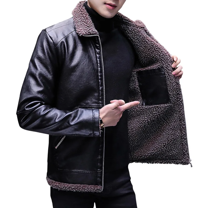 suede Leather collar add flocking PU leather men warm lamb fur one youth locomotive suits winter jacket
suede Leather collar add flocking PU leather men warm lamb fur one youth locomotive suits winter jacket