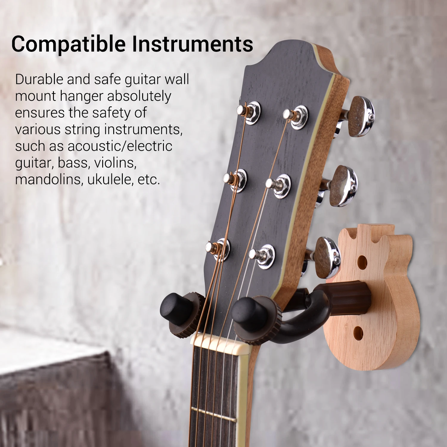 Guitar Wall Mount Hanger Solid Wood Guitar Hanger Wall Hook Holder Stand with Metal Steadying Bars for Guitar Bass Ukulele
Guitar Wall Mount Hanger Solid Wood Guitar Hanger Wall Hook Holder Stand with Metal Steadying Bars for Guitar Bass Ukulele