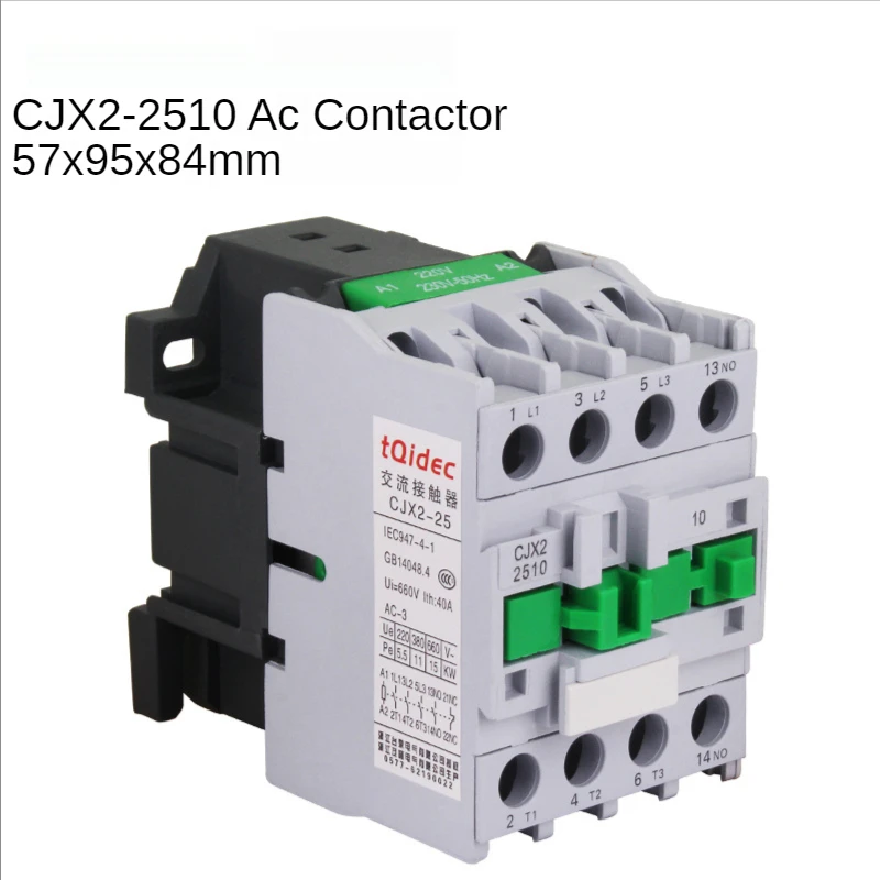 AC contactor CJX2-2510 3-phase 24V 36V 110V 220V 380V 12a 50Hz normally open contact
AC contactor CJX2-2510 3-phase 24V 36V 110V 220V 380V 12a 50Hz normally open contact