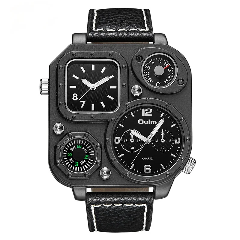Men's Quartz Watch Fashion Watches Compass Large Dial Double Time Zone Belt Square Watch
Men's Quartz Watch Fashion Watches Compass Large Dial Double Time Zone Belt Square Watch