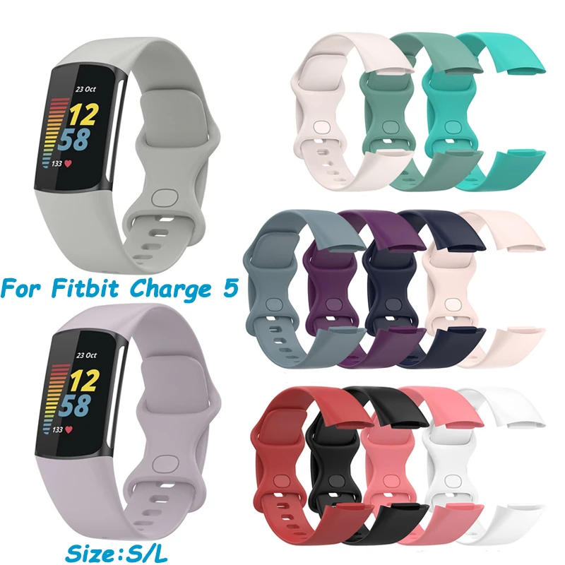 

Soft Silicone Straps Compatible with Fitbit Charge 5 Activity Tracker Replacement Watch Band Adjustable Wristbands Bracelet
