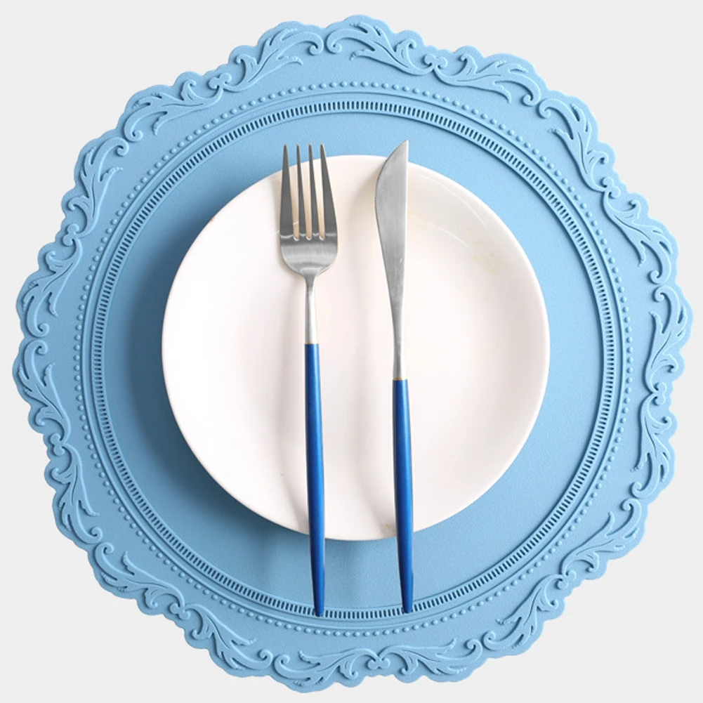 Round Placemats Silicone European Style Embossed Heat Insulation Table Mat for Dining Kitchen Table
Round Placemats Silicone European Style Embossed Heat Insulation Table Mat for Dining Kitchen Table