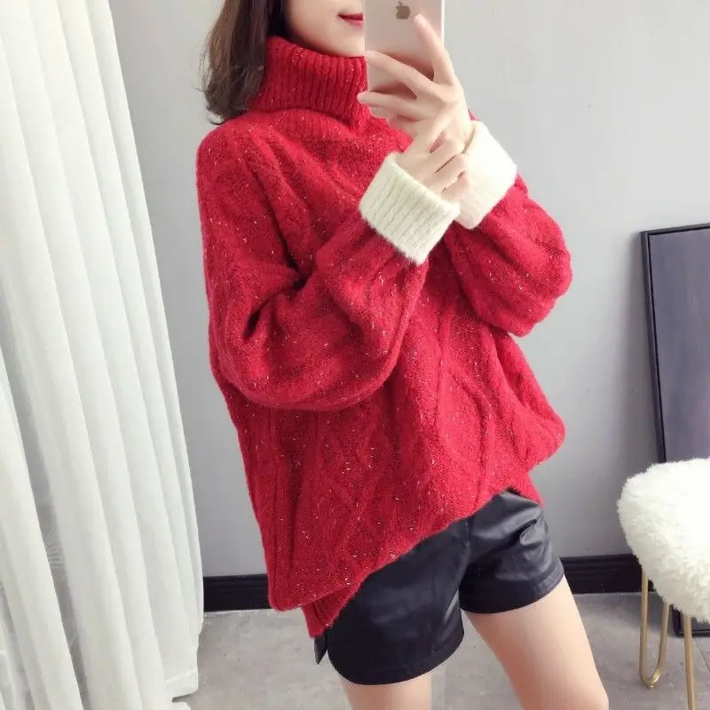 Autumn Winter Women's Turtleneck Solid Sweater Women Korean Thick Warm Knitted Pullover Female Casual Soft Loose Jumpers P21
Autumn Winter Women's Turtleneck Solid Sweater Women Korean Thick Warm Knitted Pullover Female Casual Soft Loose Jumpers P21