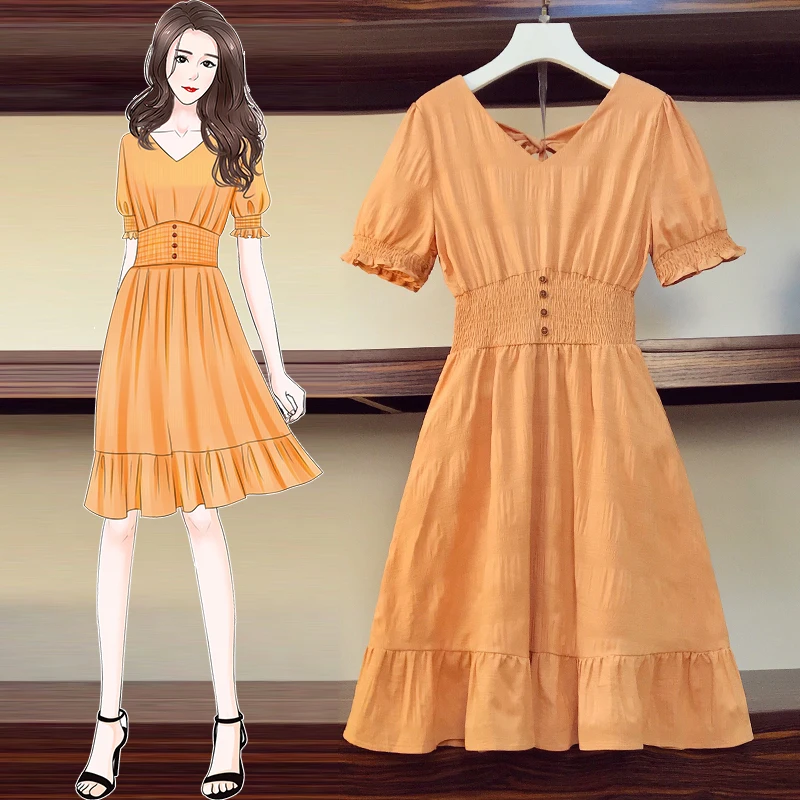 4XL Plus Size Women Cute Ruffle Dress Summer 2021 Fashion V-neck Short Sleeve Bow Lacing Elastic High Waist Loose Ladies Dresses
4XL Plus Size Women Cute Ruffle Dress Summer 2021 Fashion V-neck Short Sleeve Bow Lacing Elastic High Waist Loose Ladies Dresses
