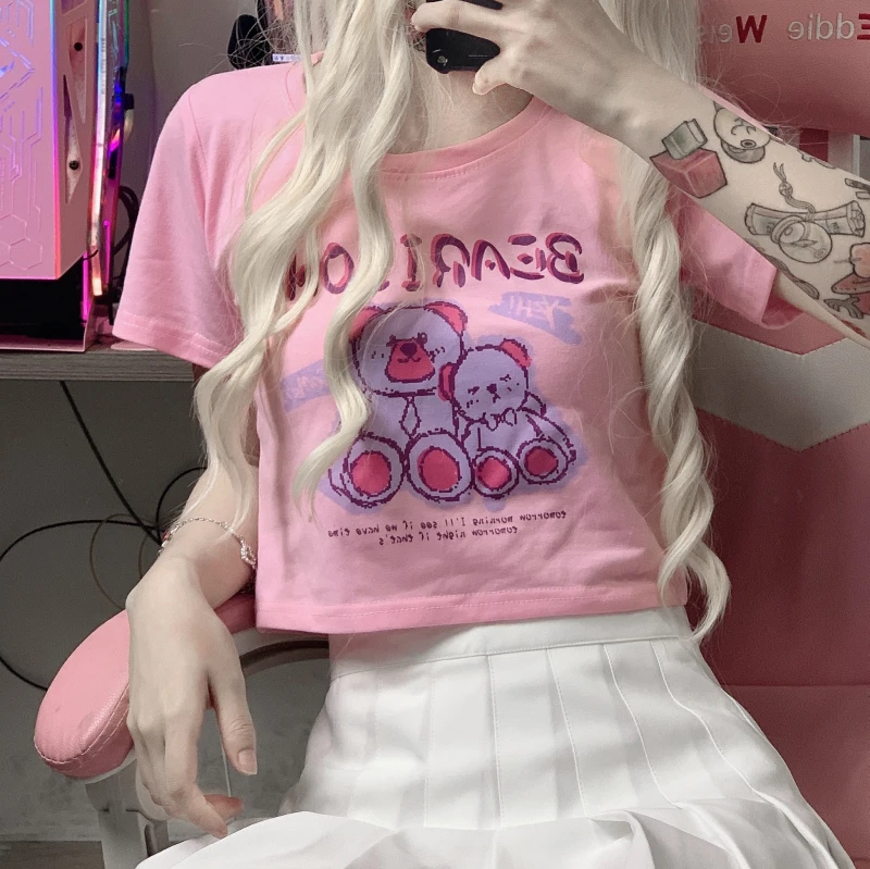Bear Cute Crop Top Women Y2K Aesthetic Girls T Shirt Harajuku Tee Grunge Punk Gothic Tumblr T shirt
Bear Cute Crop Top Women Y2K Aesthetic Girls T Shirt Harajuku Tee Grunge Punk Gothic Tumblr T shirt