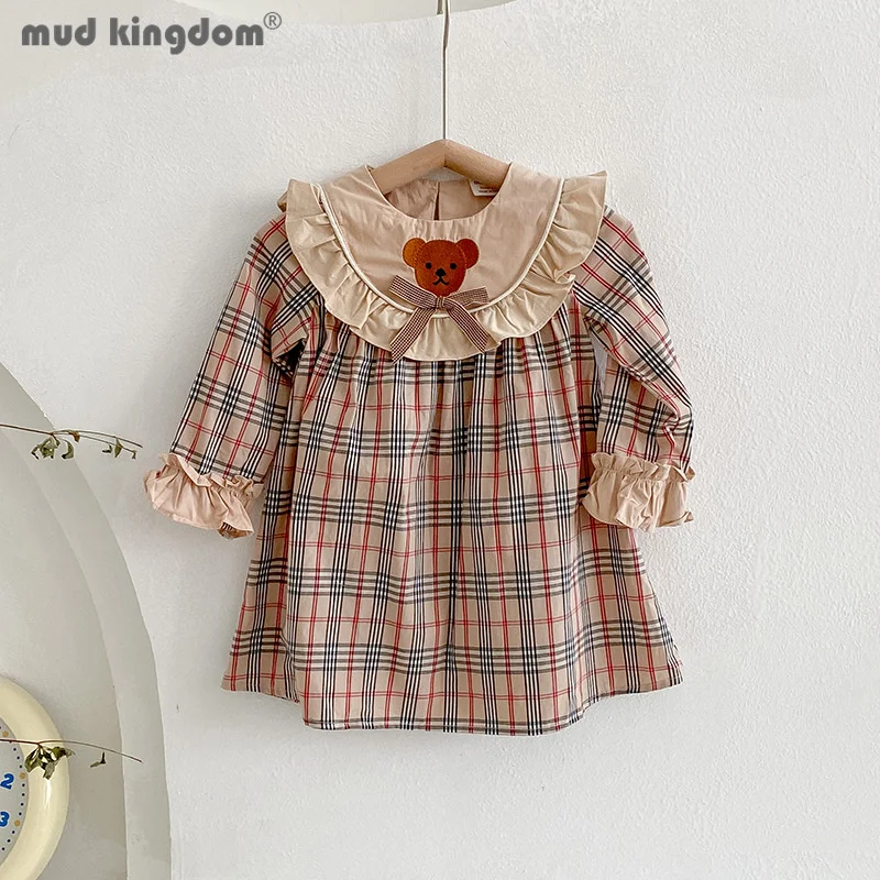 Mudkingdom Little Girls Plaid Dress Peter Pan Collar Bear Embroidered Girls Long Sleeve Dresses for Kids Clothes Spring Autumn
Mudkingdom Little Girls Plaid Dress Peter Pan Collar Bear Embroidered Girls Long Sleeve Dresses for Kids Clothes Spring Autumn
