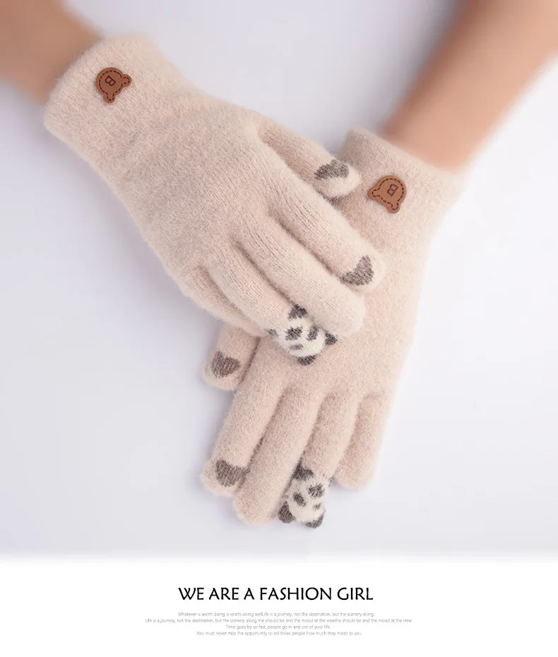 Women's Student Lovely Panda Winter Touch Screen Gloves Thicken Warm Knitted Stretch Wool Full Finger Outdoor Skiing Glove
Women's Student Lovely Panda Winter Touch Screen Gloves Thicken Warm Knitted Stretch Wool Full Finger Outdoor Skiing Glove