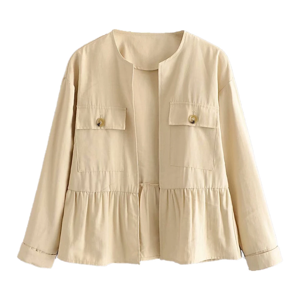 New Cardigan Women Open Jacket Ruffled Trims Long Sleeves Casual Vogue Vintage Jackets Woman Tops
New Cardigan Women Open Jacket Ruffled Trims Long Sleeves Casual Vogue Vintage Jackets Woman Tops
